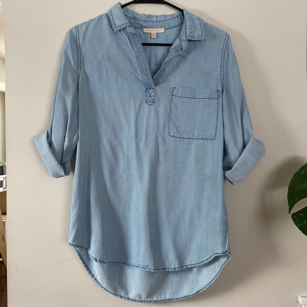 Skies Are Blue 3/4 Length Collared Top